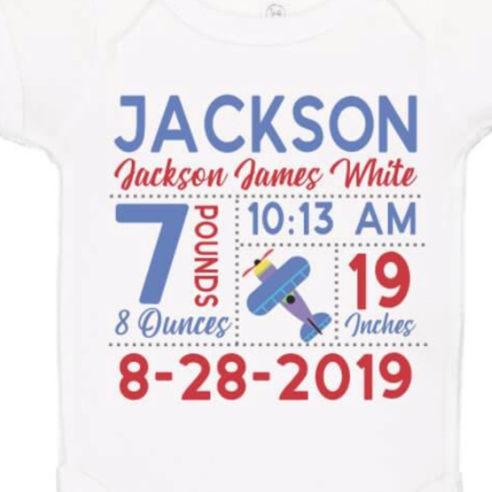 Custom birth announcement onesie
